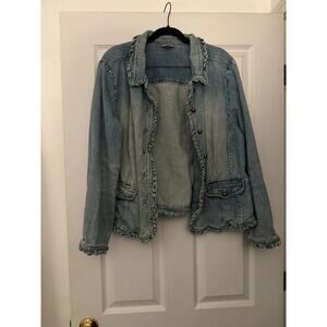 Ruffled Denim/Jean Jacket By J. Jill Size XLarge